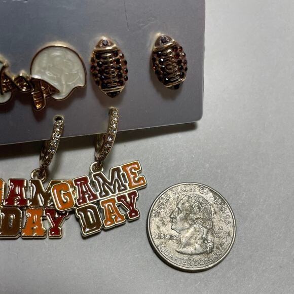 NWT Sugarfix Bauble Bar Game Day Football Set of 3 Pair Earrings Nickel-free - Picture 4 of 6